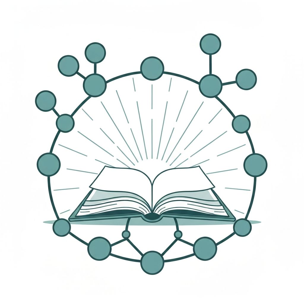 Knowledge hub and educational resource symbolized through light and connection