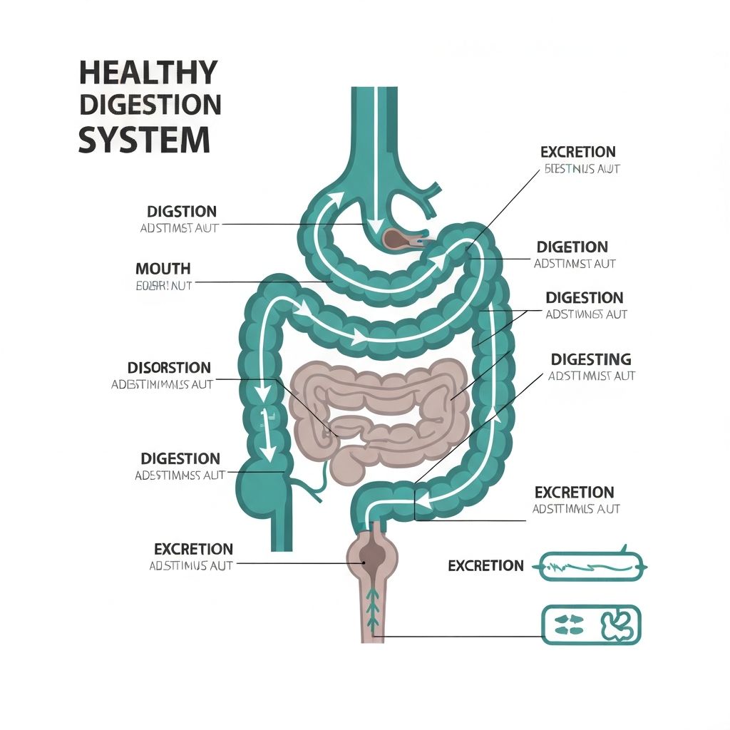 Illustration of healthy digestive system and nutrient absorption
