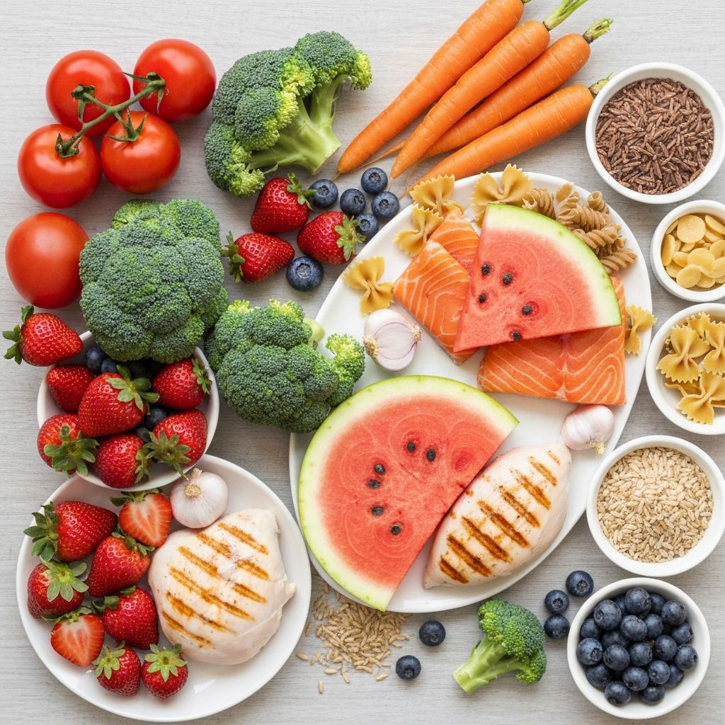 Fresh wholesome foods including vegetables, fruits, and proteins